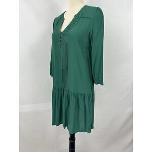 Maeve Anthropologie Galina Mini Dress Emerald Hunter Green XS Drop Waist